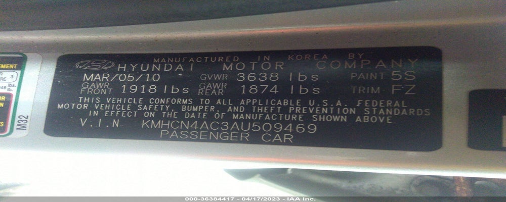 KMHCN4AC3AU509469 2010 HYUNDAI ACCENT photo no. 9