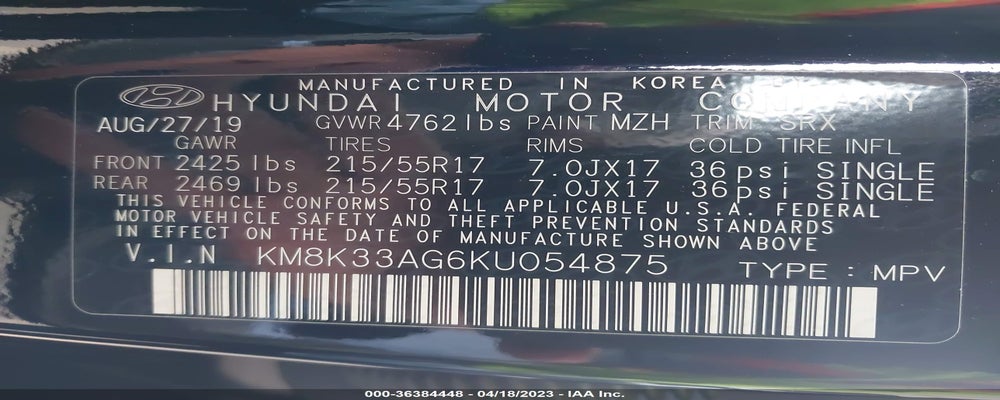 KM8K33AG6KU054875 2019 HYUNDAI KONA photo no. 9
