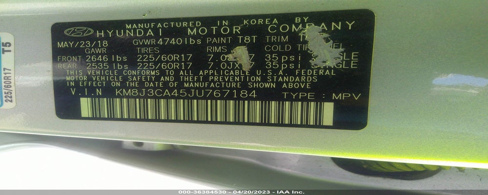 KM8J3CA45JU767184 2018 HYUNDAI TUCSON photo no. 9