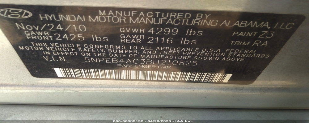 5NPEB4AC3BH210825 2011 HYUNDAI SONATA photo no. 9