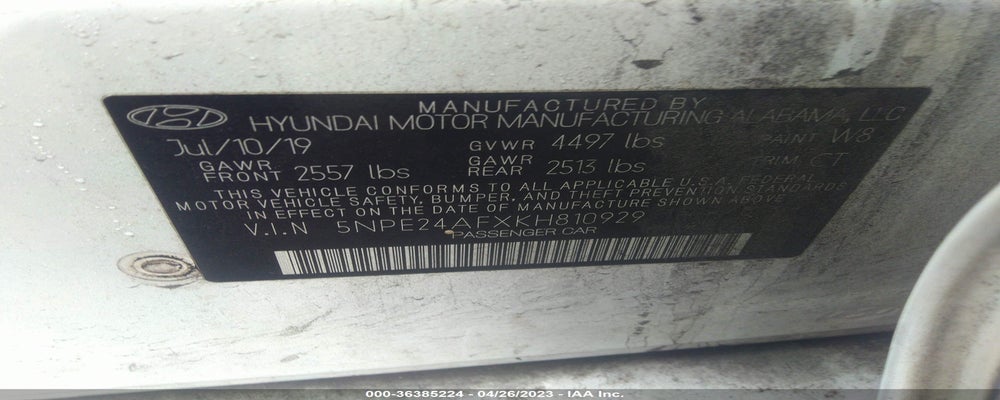 5NPE24AFXKH810929 2019 HYUNDAI SONATA photo no. 9