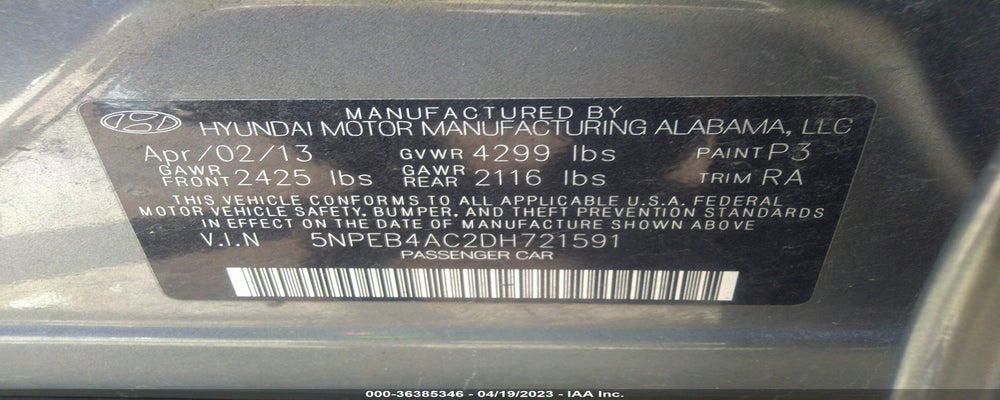 5NPEB4AC2DH721591 2013 HYUNDAI SONATA photo no. 9