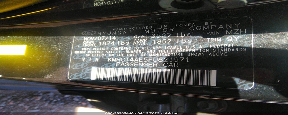 KMHCT4AE5FU821971 2015 HYUNDAI ACCENT photo no. 9