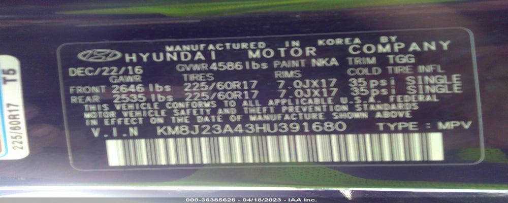 KM8J23A43HU391680 2017 HYUNDAI TUCSON photo no. 9