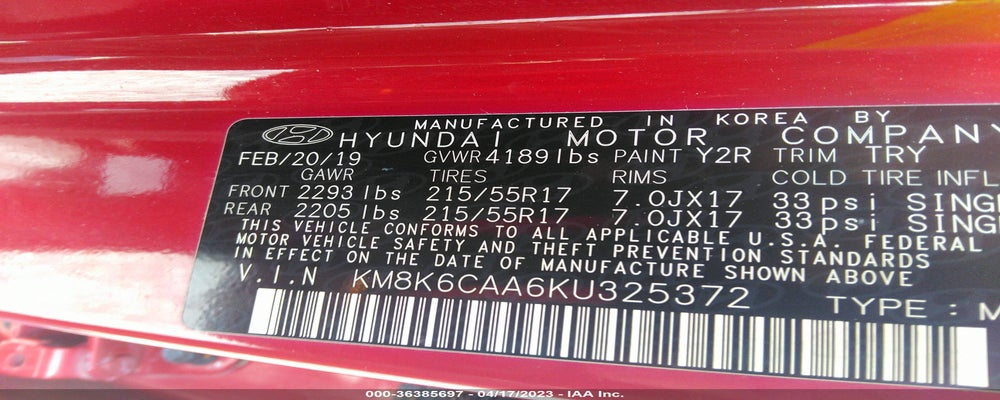 KM8K6CAA6KU325372 2019 HYUNDAI KONA photo no. 9