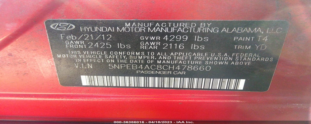 5NPEB4AC8CH478660 2012 HYUNDAI SONATA photo no. 9