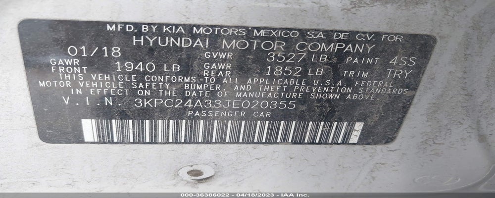 3KPC24A33JE020355 2018 HYUNDAI ACCENT photo no. 9