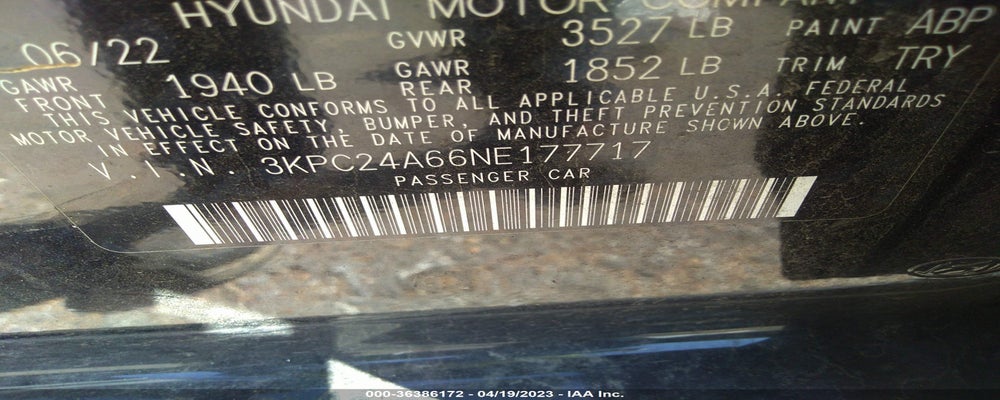3KPC24A66NE177717 2022 HYUNDAI ACCENT photo no. 9