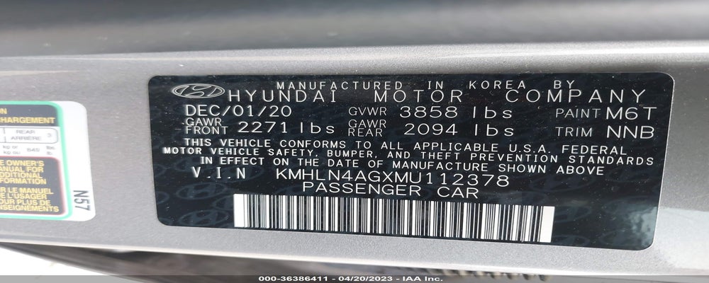 KMHLN4AGXMU112378 2021 HYUNDAI ELANTRA photo no. 9