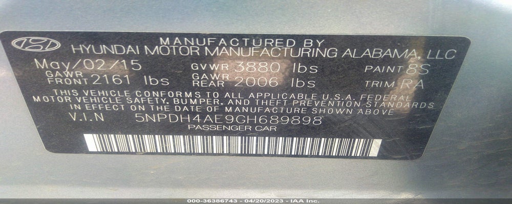 5NPDHYAR9GH689898 2016 HYUNDAI ELANTRA photo no. 9