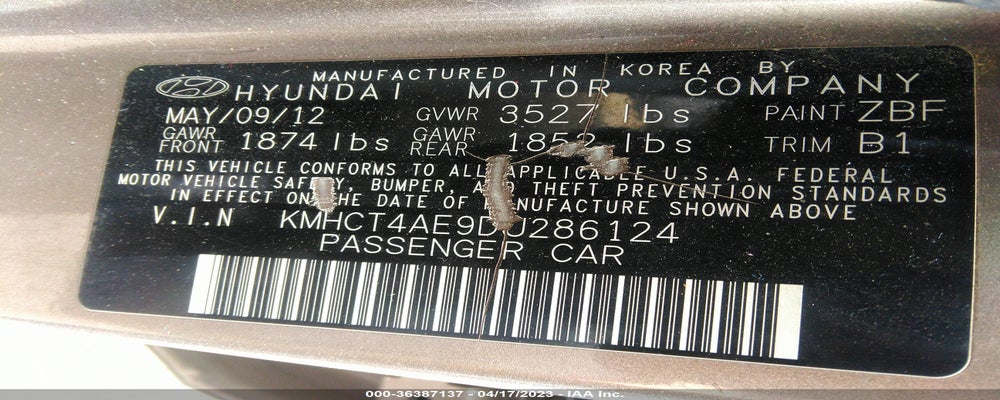 KMHCT4AE9DU286124 2013 HYUNDAI ACCENT photo no. 9