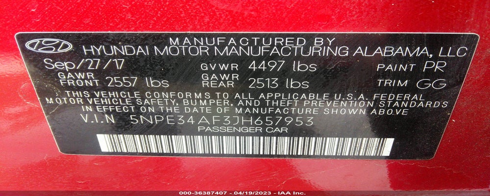 5NPE34AF3JH657953 2018 HYUNDAI SONATA photo no. 9