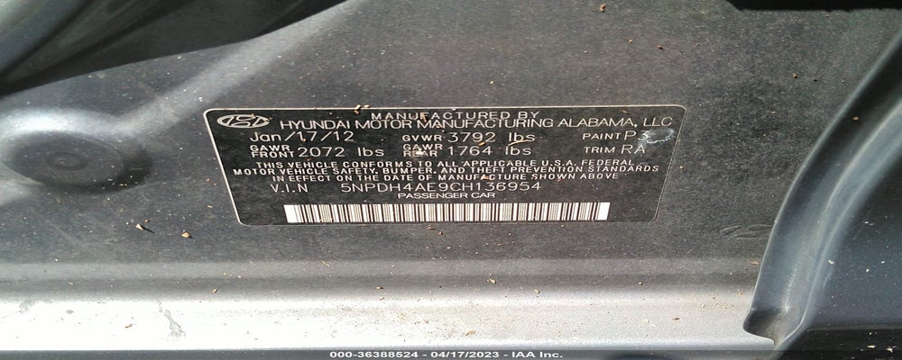 5NPDH4AE9CH136954 2012 HYUNDAI ELANTRA photo no. 9