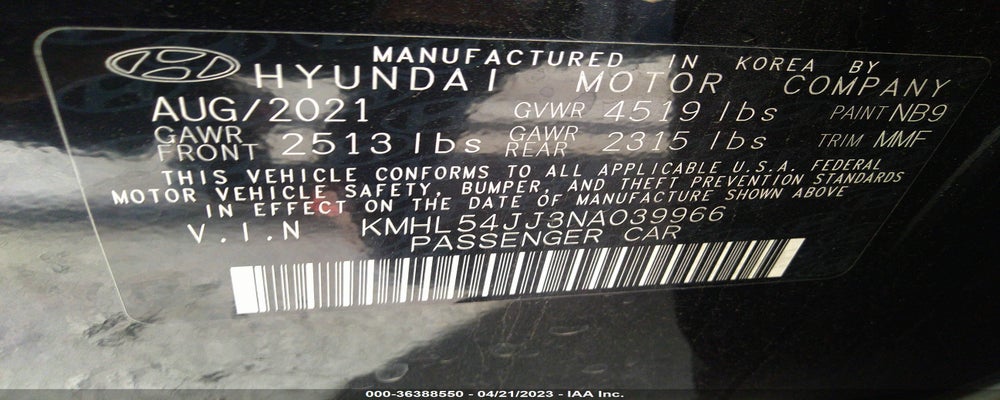 KMHL54JJ3NA039966 2022 HYUNDAI SONATA HYBRID photo no. 9