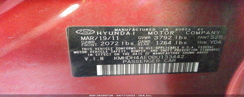 KMHDH4AE0BU133442 2011 HYUNDAI ELANTRA photo no. 9