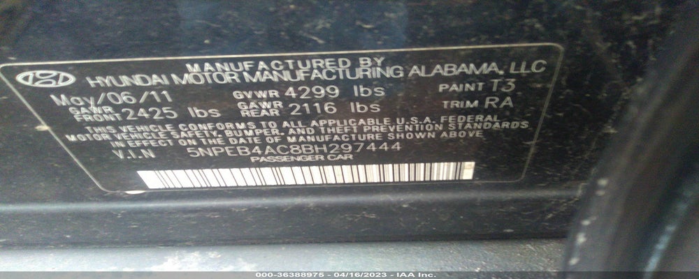 5NPEB4AC8BH297444 2011 HYUNDAI SONATA photo no. 9