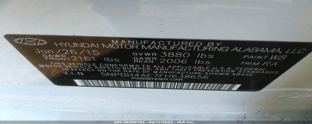 5NPDH4AE7FH638656 2015 HYUNDAI ELANTRA photo no. 9