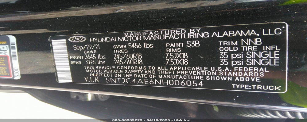 5NTJC4AE6NH006054 2022 HYUNDAI SANTA CRUZ photo no. 9