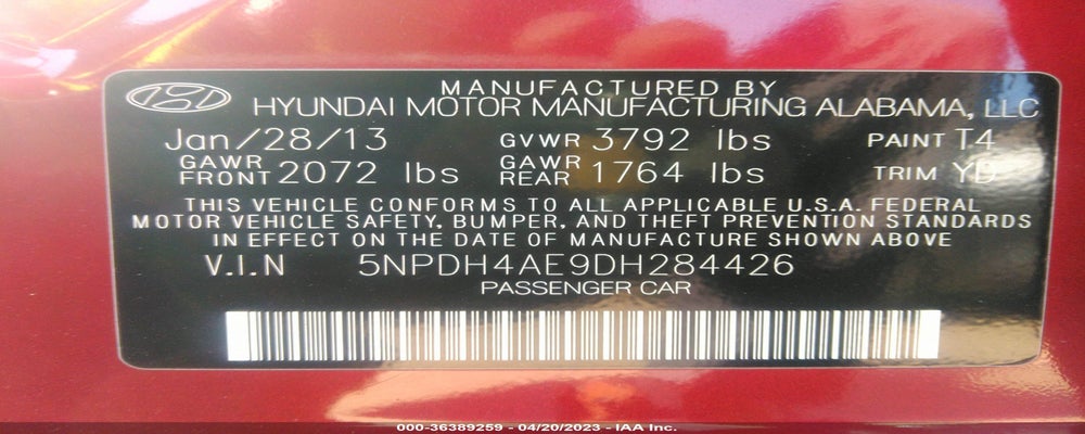 5NPDH4AE9DH284426 2013 HYUNDAI ELANTRA photo no. 9