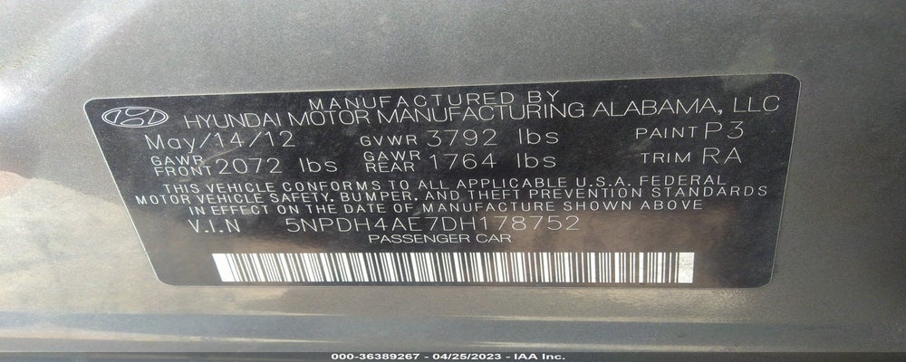 5NPDH4AE7DH178752 2013 HYUNDAI ELANTRA photo no. 9