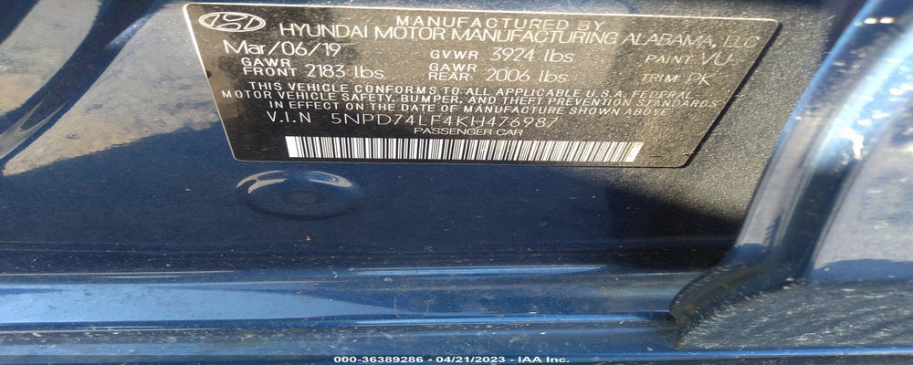 5NPD74LF4KH476987 2019 HYUNDAI ELANTRA photo no. 9