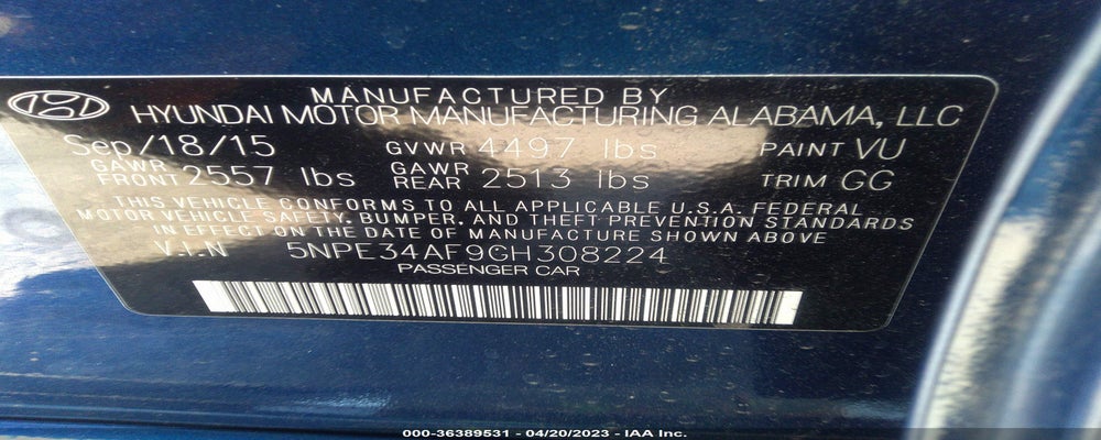 5NPE34AF9GH308224 2016 HYUNDAI SONATA photo no. 9