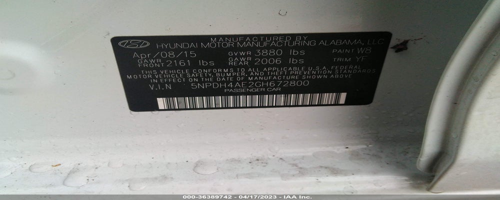 5NPDH4AE2GH672800 2016 HYUNDAI ELANTRA photo no. 9