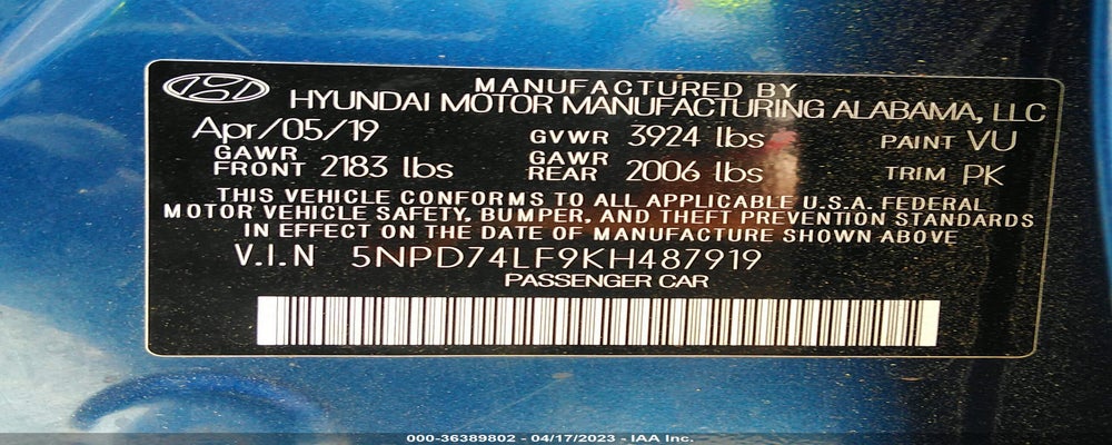 5NPD74LF9KH487919 2019 HYUNDAI ELANTRA photo no. 9