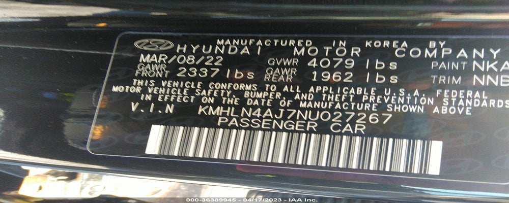 KMHLN4AJ7NU027267 2022 HYUNDAI ELANTRA photo no. 9