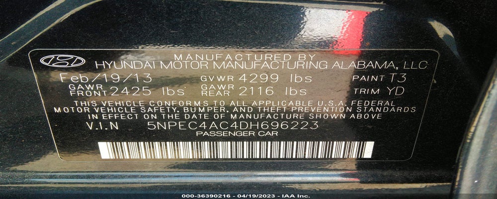 5NPEC4AC4DH696223 2013 HYUNDAI SONATA photo no. 9
