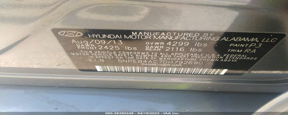 5NPEB4AC7DH792690 2013 HYUNDAI SONATA photo no. 9