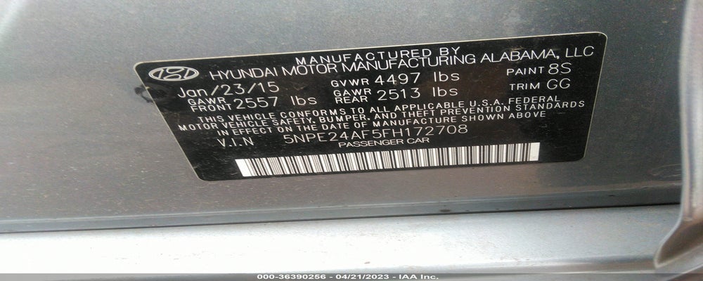 5NPE24AF5FH172708 2015 HYUNDAI SONATA photo no. 9