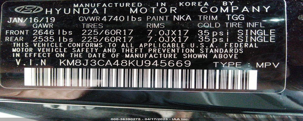 KM8J3CA48KU945669 2019 HYUNDAI TUCSON photo no. 9