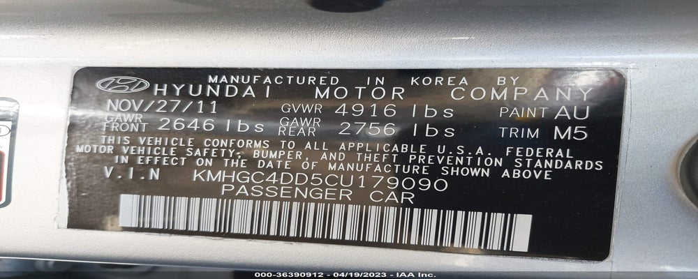 KMHGC4DD5CU179090 2012 HYUNDAI GENESIS photo no. 9
