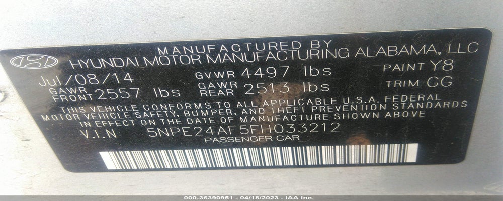 5NPE24AF5FH033212 2015 HYUNDAI SONATA photo no. 9