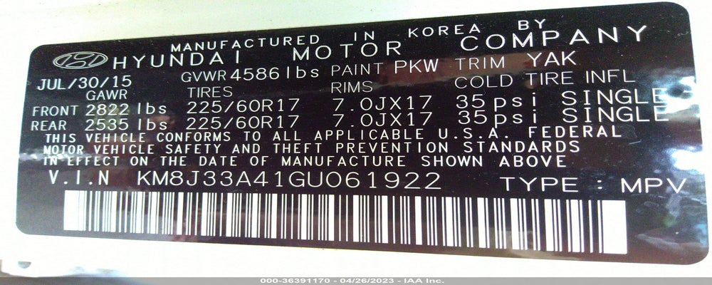 KM8J33A41GU061922 2016 HYUNDAI TUCSON photo no. 9