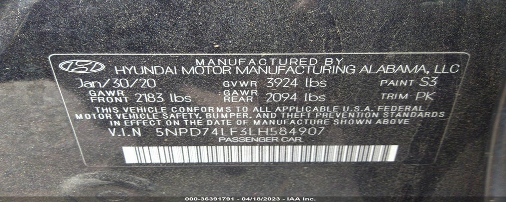5NPD74LF3LH584907 2020 HYUNDAI ELANTRA photo no. 9