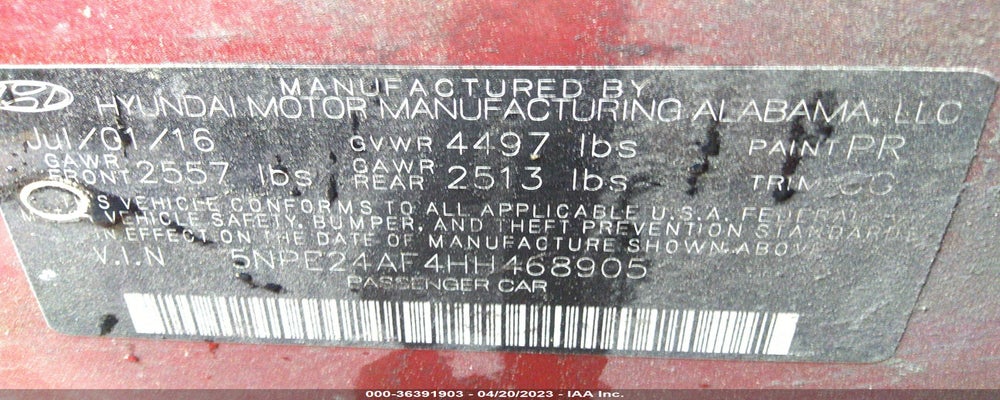 5NPE24AF4HH468905 2017 HYUNDAI SONATA photo no. 9