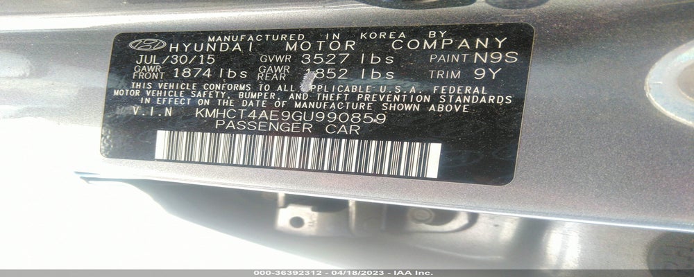 KMHCT4AE9GU990859 2016 HYUNDAI ACCENT photo no. 9