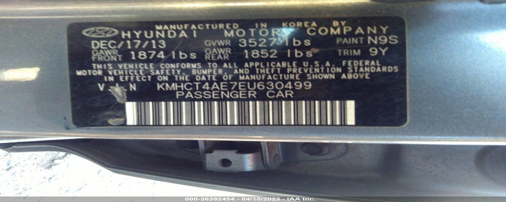 KMHCT4AE7EU630499 2014 HYUNDAI ACCENT photo no. 9