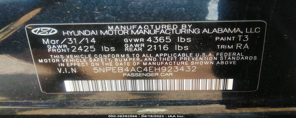 5NPEB4AC4EH923432 2014 HYUNDAI SONATA photo no. 9