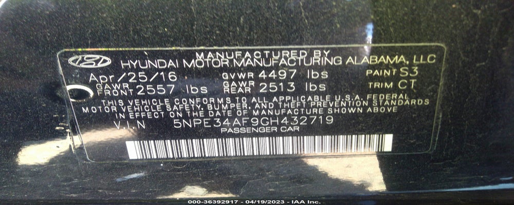 5NPE34AF9GH432719 2016 HYUNDAI SONATA photo no. 9