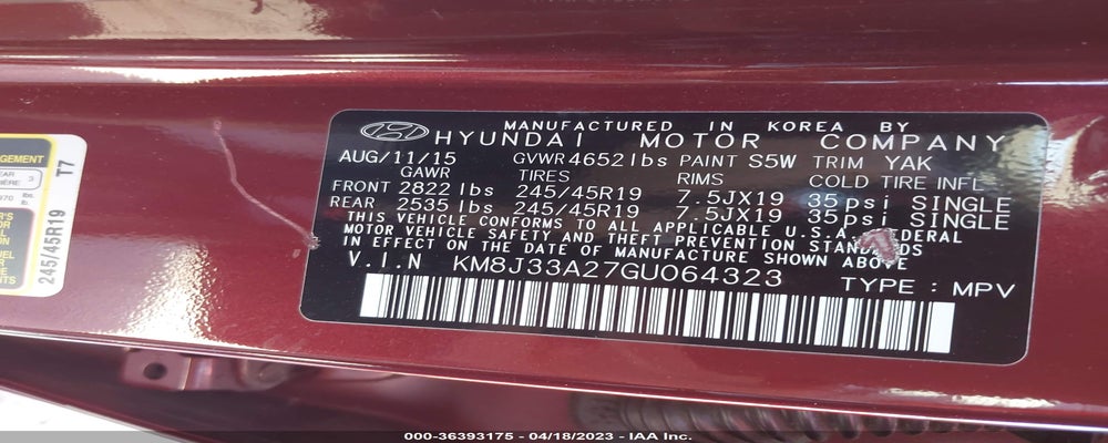 KM8J33A27GU064323 2016 HYUNDAI TUCSON photo no. 9