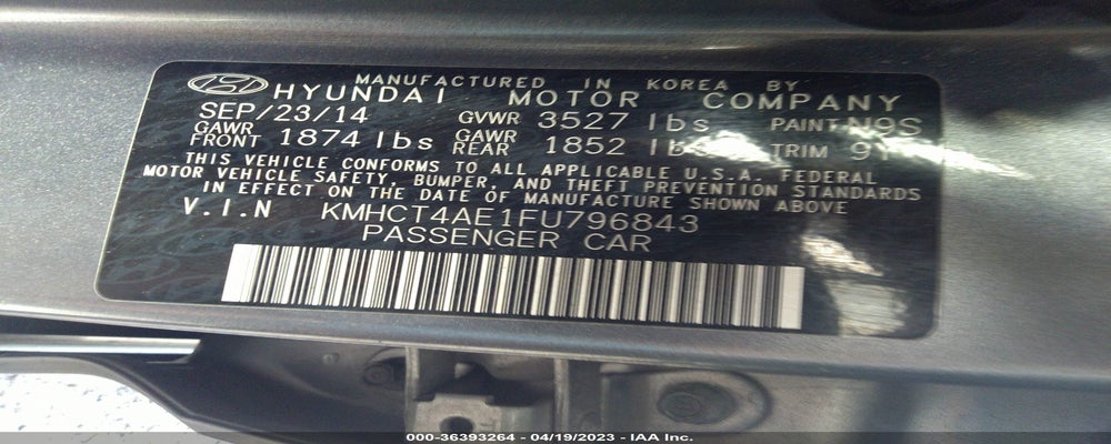 KMHCT4AE1FU796843 2015 HYUNDAI ACCENT photo no. 9