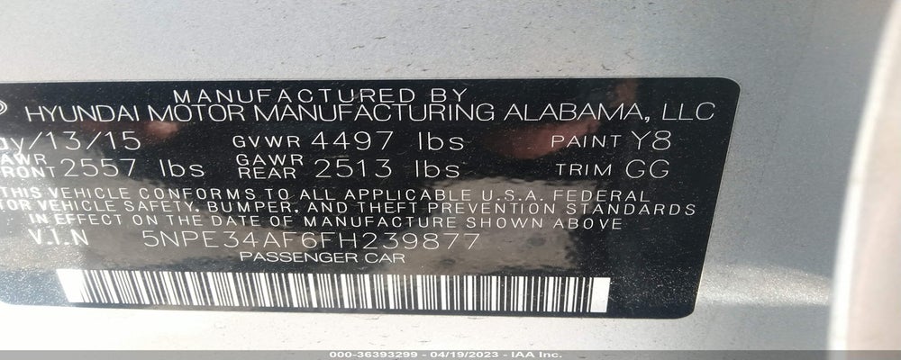5NPE34AF6FH239877 2015 HYUNDAI SONATA photo no. 9