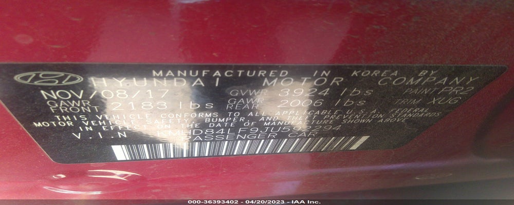 KMHD84LF9JU592294 2018 HYUNDAI ELANTRA photo no. 9