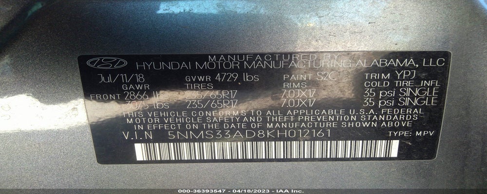 5NMS33AD8KH012161 2019 HYUNDAI SANTA FE photo no. 9