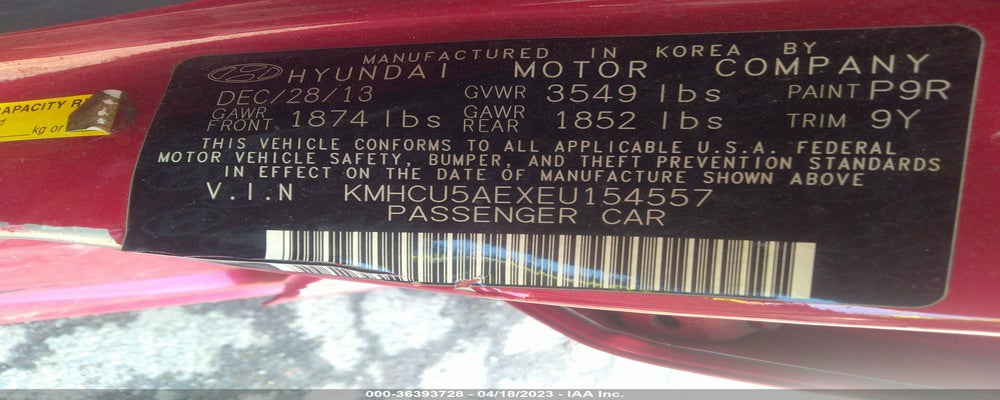 KMHCU5AEXEU154557 2014 HYUNDAI ACCENT photo no. 9