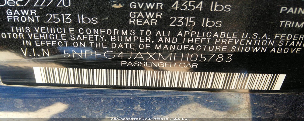 5NPEG4JAXMH105783 2021 HYUNDAI SONATA photo no. 9