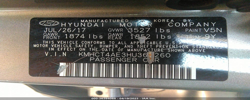 KMHCT4AE3HU368260 2017 HYUNDAI ACCENT photo no. 9